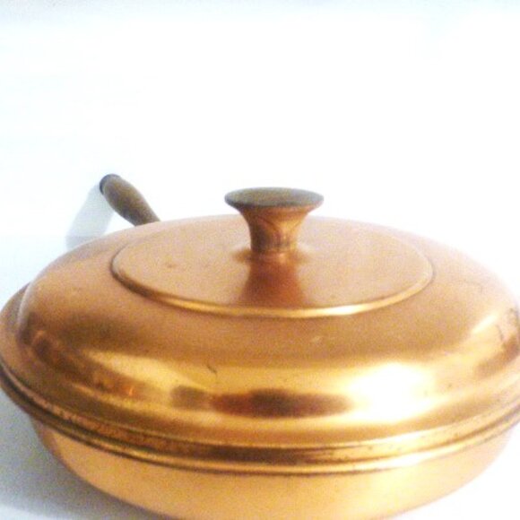 Vintage COPPER FRYING PAN Copper SKILLET Fire Stove Camping Wood Stove - Picture 5 of 8